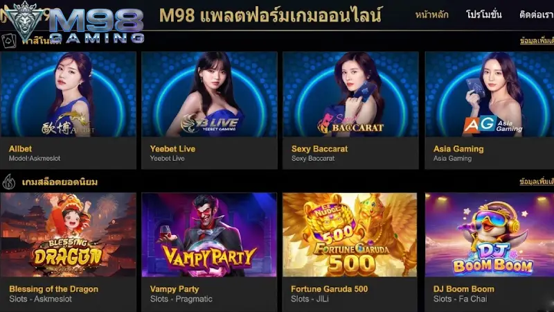 ผลิตภัณฑ์เกมเดิมพันระดับท็อปที่มีให้บริการในระบบ M98