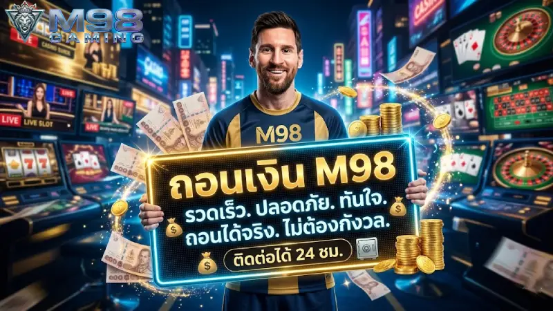 ถอนเงิน M98 ขั้นตอนถอนรางวัลระบบออโต้ รวดเร็วและมั่นใจได้